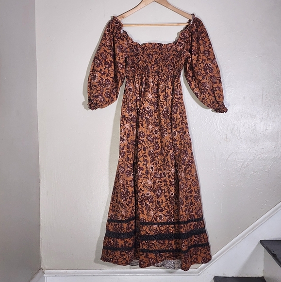 Mi Golondrina Brown Black Smocked Sundress - Picture 2 of 5